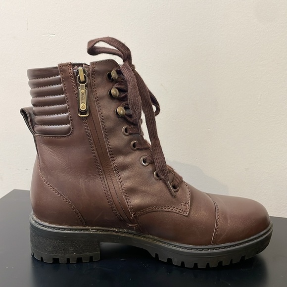 Blondo Women's Mady Combat Boot 6 waterproof laces doubble zipper brown leather - Picture 11 of 14